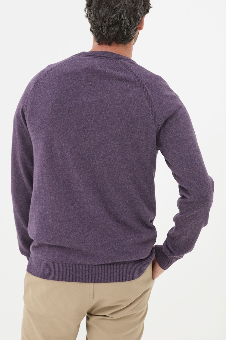 FatFace Rye Purple Cotton Cashmere Crew Neck Jumper - Image 2 of 5