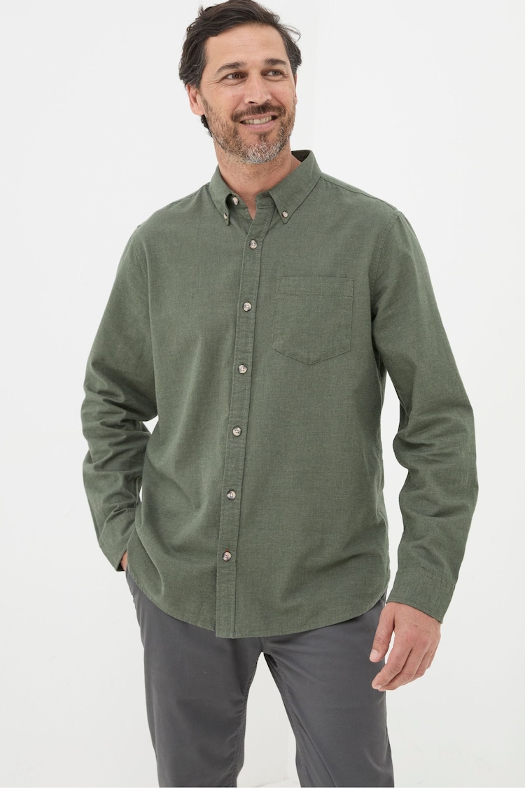 FatFace Green Long Sleeve Tadlow Shirt - Image 1 of 5