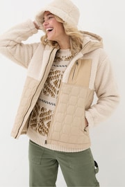 FatFace Honey Natural Fleece Quilted Jacket - Image 1 of 6