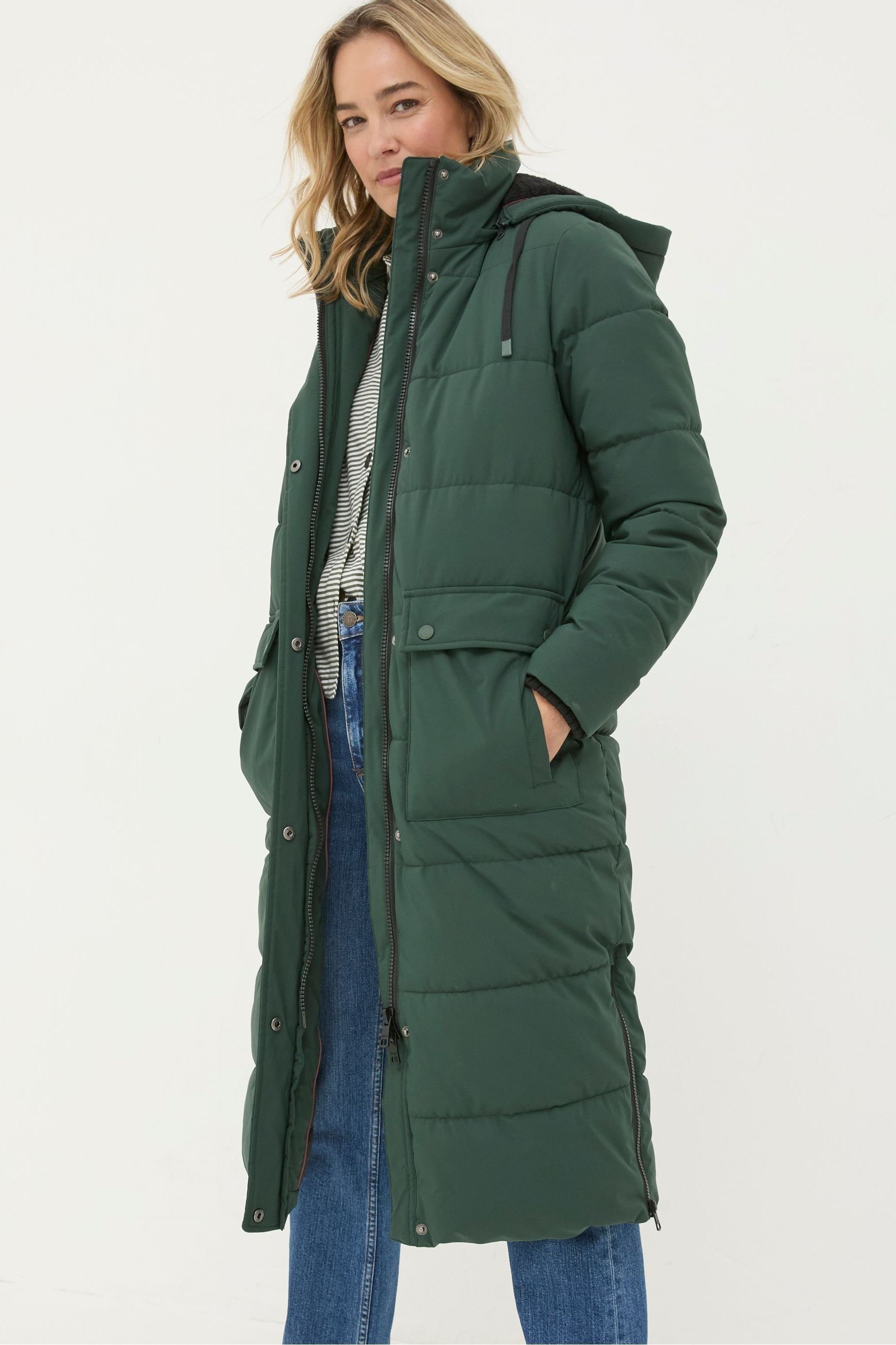 FatFace Harley Green Long Puffer Coat