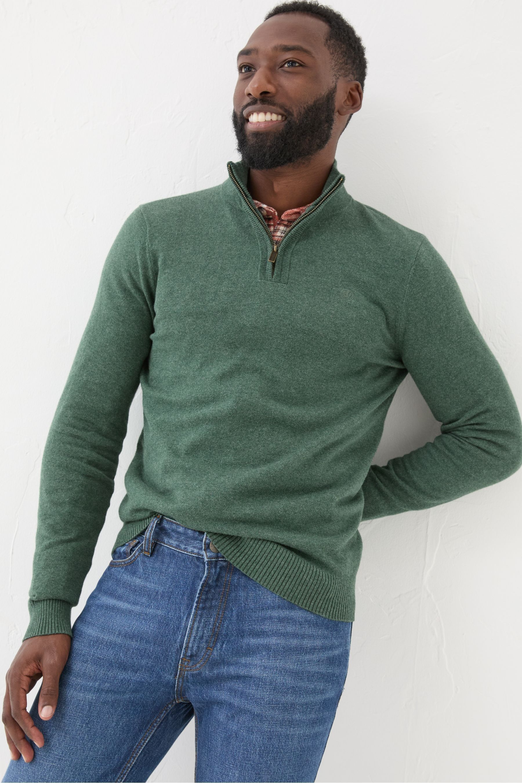 Fat face cotton cashmere half neck jumper top