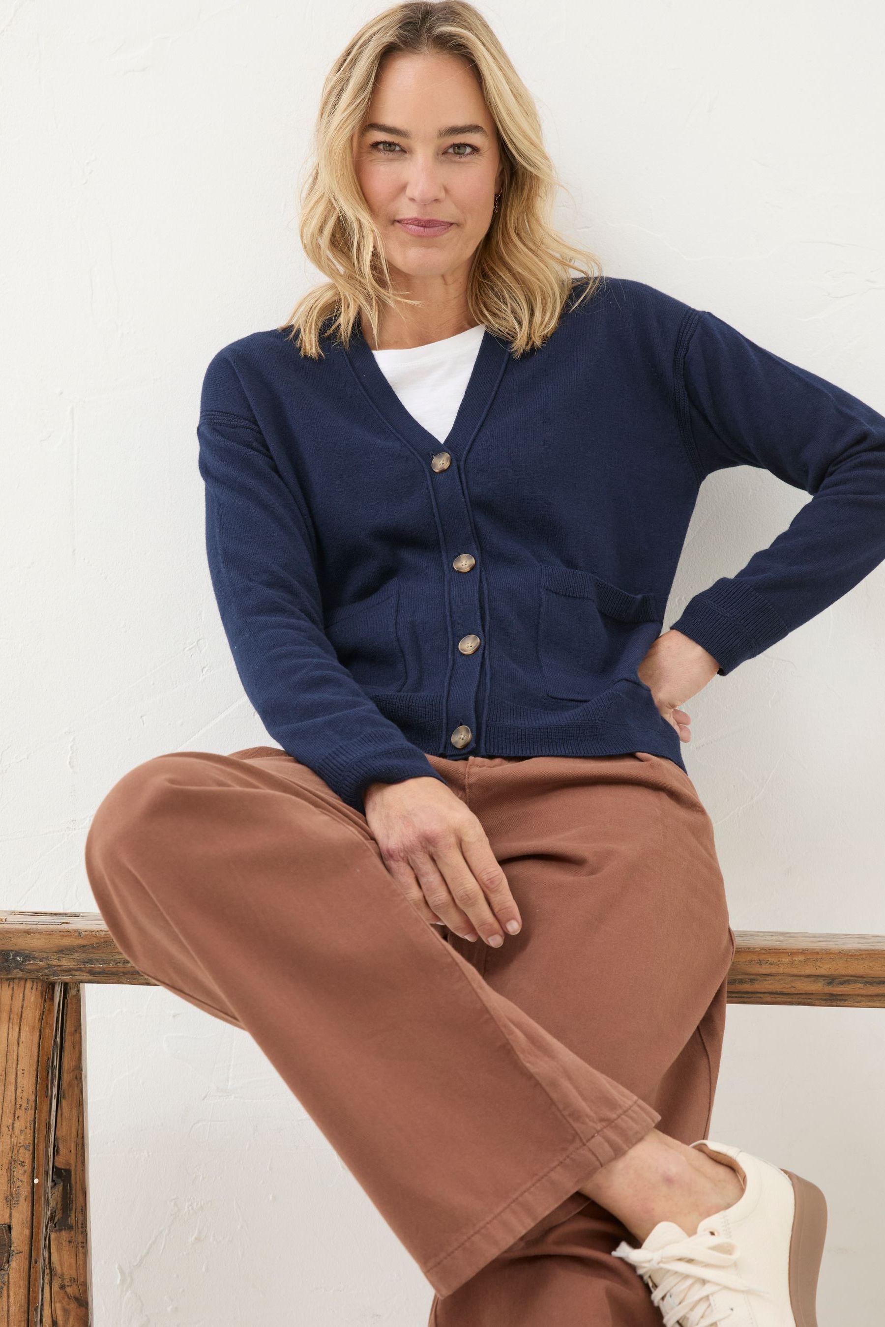 FatFace Cotton Cashmere Blend Cardigan
