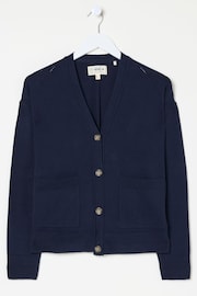 FatFace Grace Navy Cotton Cashmere Blend Cardigan - Image 5 of 5