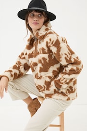 FatFace Parker Brown Horse Print Half Neck Fleece - Image 1 of 4