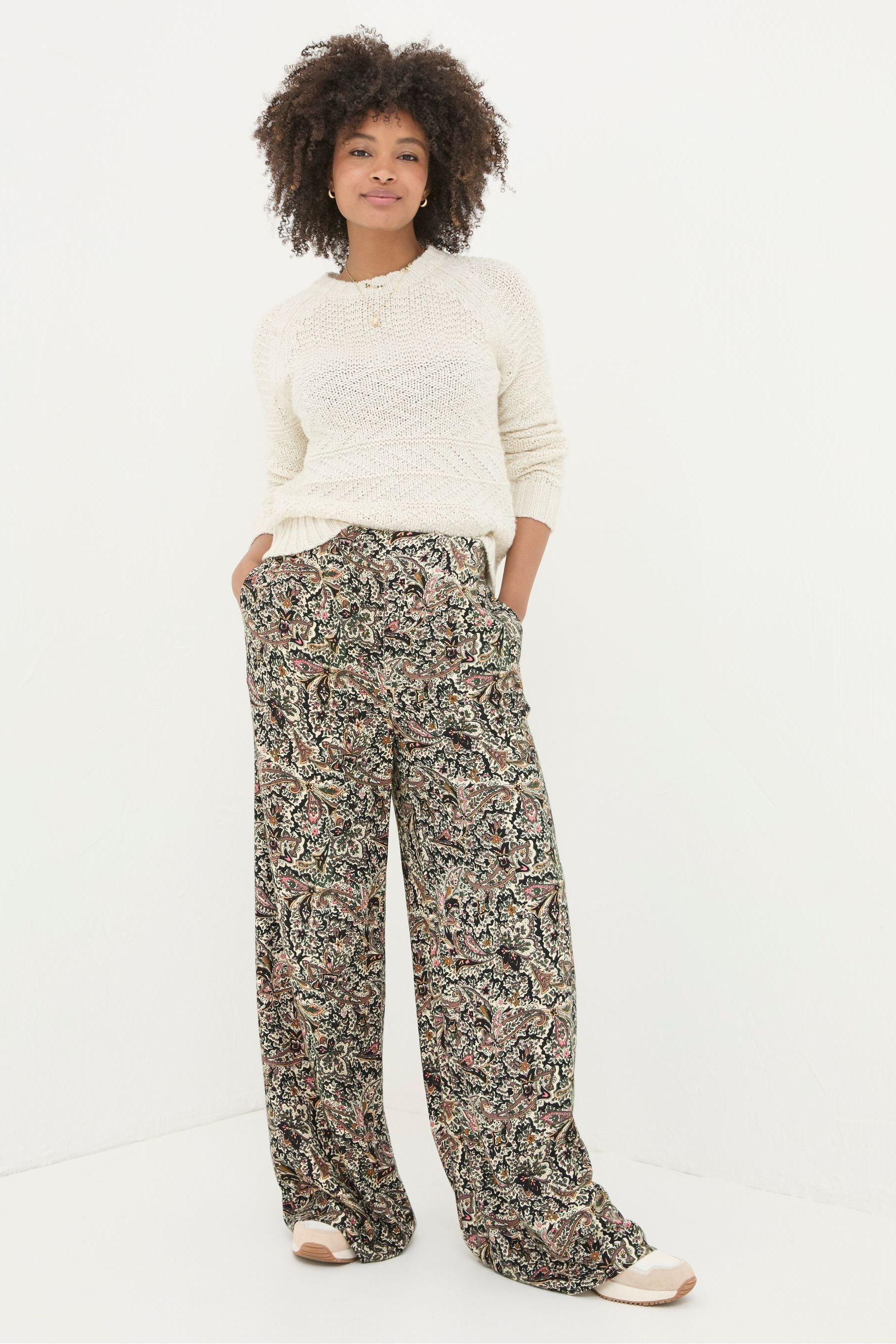 Paisley wide leg trousers shop