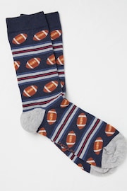 FatFace Blue Rugby Men's Socks 1 Pack - Image 1 of 2