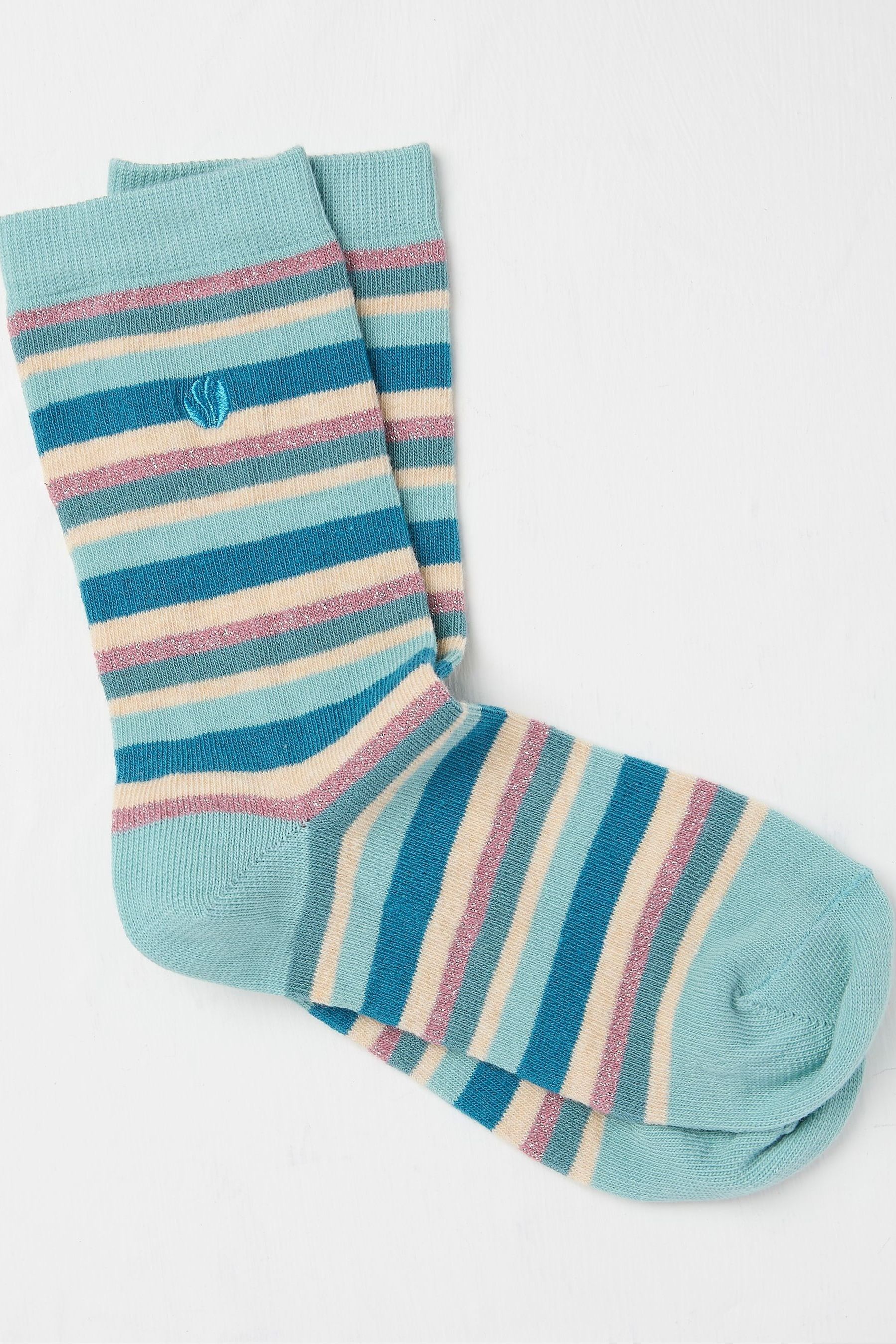 Buy FatFace Blue Stripe Womens Socks 1 Pack size 4 7 from the Next UK online shop