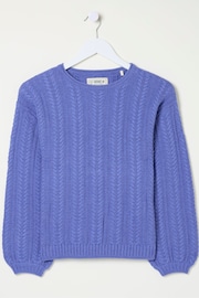 FatFace Anna Blue Cable Cotton Jumper - Image 5 of 5