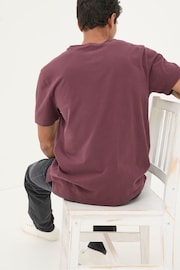 FatFace Lulworth Burgundy Red Organic Crew T-Shirt - Image 3 of 5