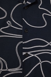 Reiss Navy Menton Junior 100% Cotton Jersey Embroidered Shirt - Image 4 of 4