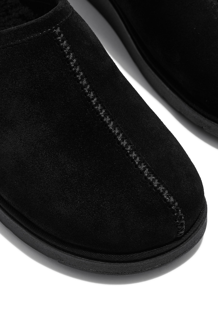 FitFlop Mens Gen-FF Shearling Lined Suede Black Slippers - Image 5 of 5