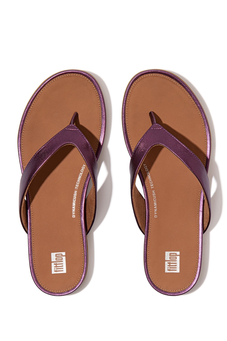 FitFlop Purple Gracie Metallic Leather Flip Flops - Image 2 of 3