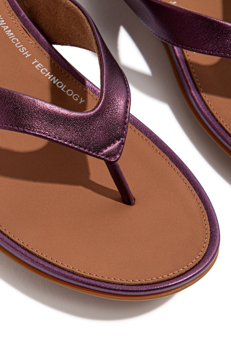 FitFlop Purple Gracie Metallic Leather Flip Flops - Image 3 of 3