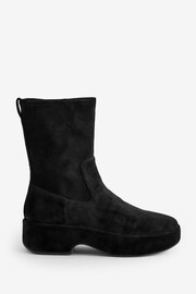 FitFlop F-Luma Stretch Suede Demi Wedge Mid Calf Black Boots - Image 1 of 2