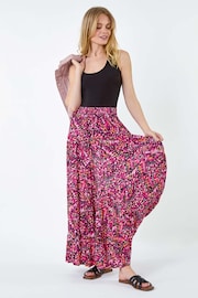 Roman Pink Butterfly Crinkle Tiered Maxi Skirt - Image 1 of 5