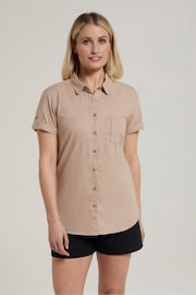 Mountain Warehouse Natural Womens Coconut Short Sleeve 100% Cotton Shirt - Image 4 of 4