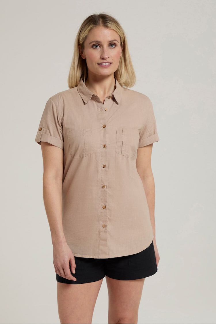 Mountain Warehouse Natural Womens Coconut Short Sleeve 100% Cotton Shirt - Image 4 of 4