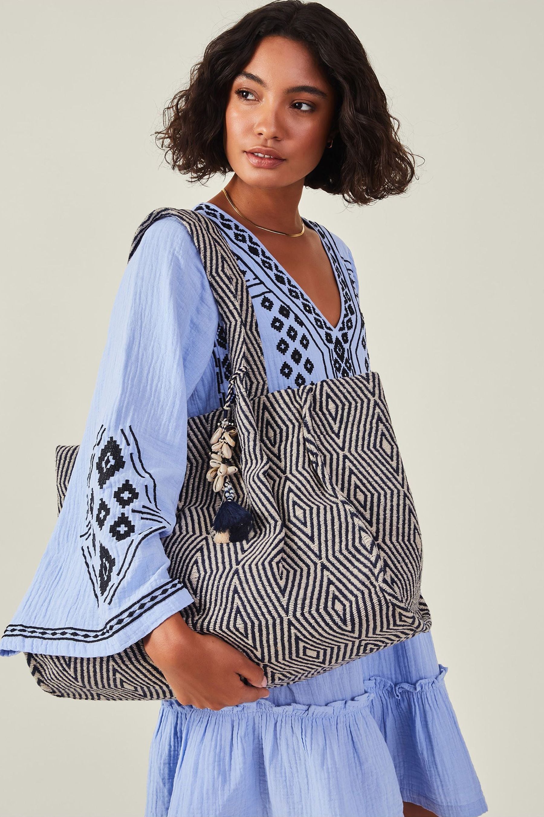 Buy Accessorize Blue Aztec Tote Bag from Next Luxembourg