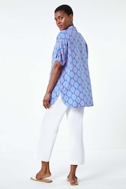 Roman Blue Geometric Print Short Sleeve Shirt - Image 3 of 5