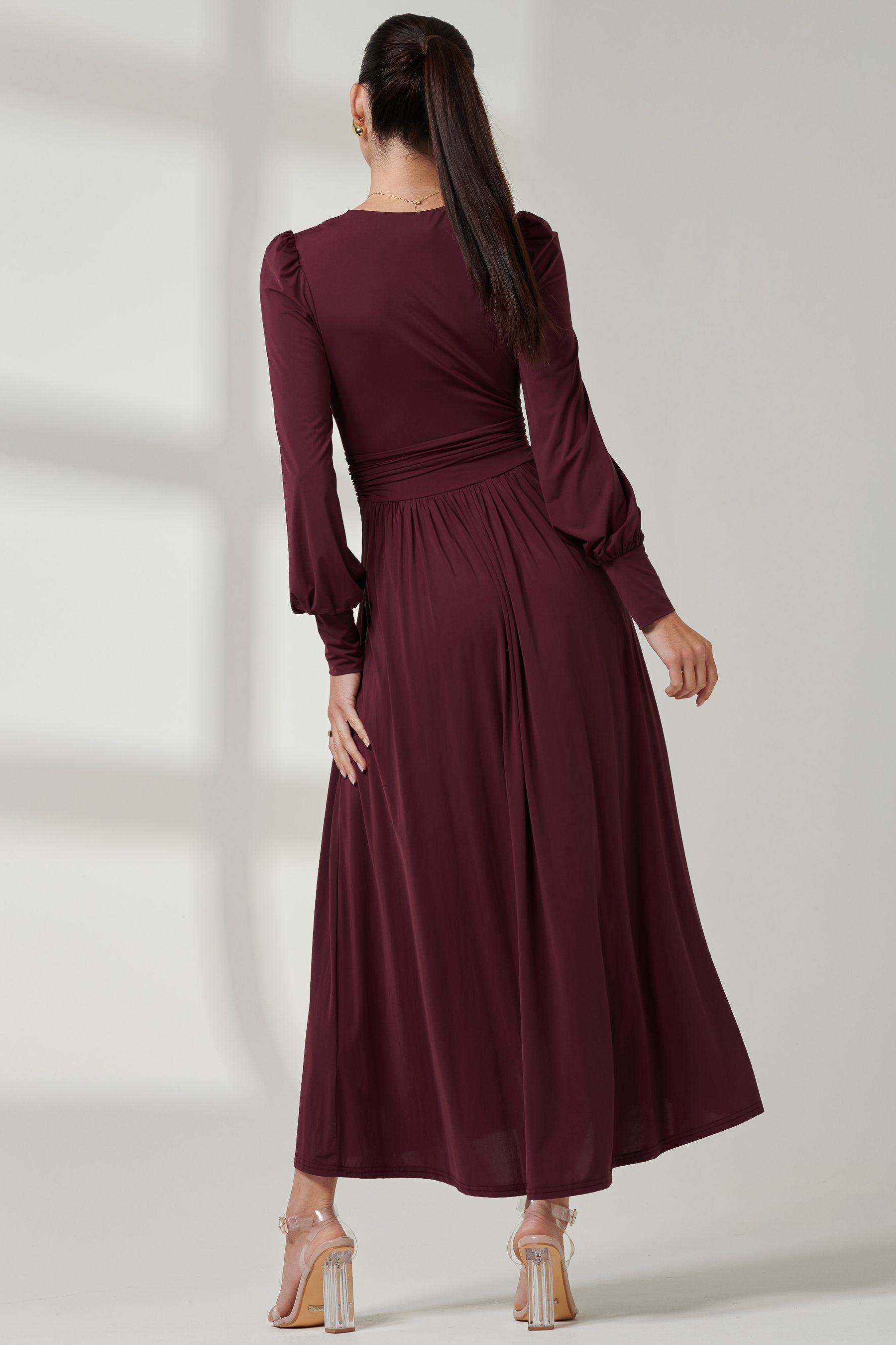 Maroon maxi dress long sleeve top