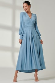 Jolie Moi Blue Wrap Bodice Super Smooth Jersey Maxi Dress - Image 1 of 6