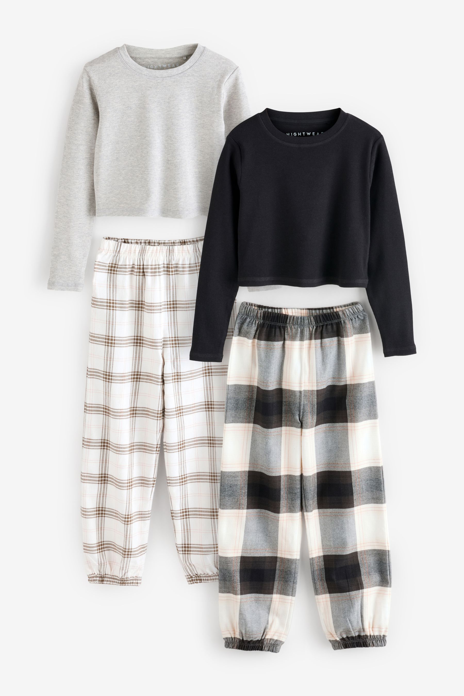 Buy Black White 2 Pack Check Woven Pyjamas 4 16yrs from the Next UK online shop
