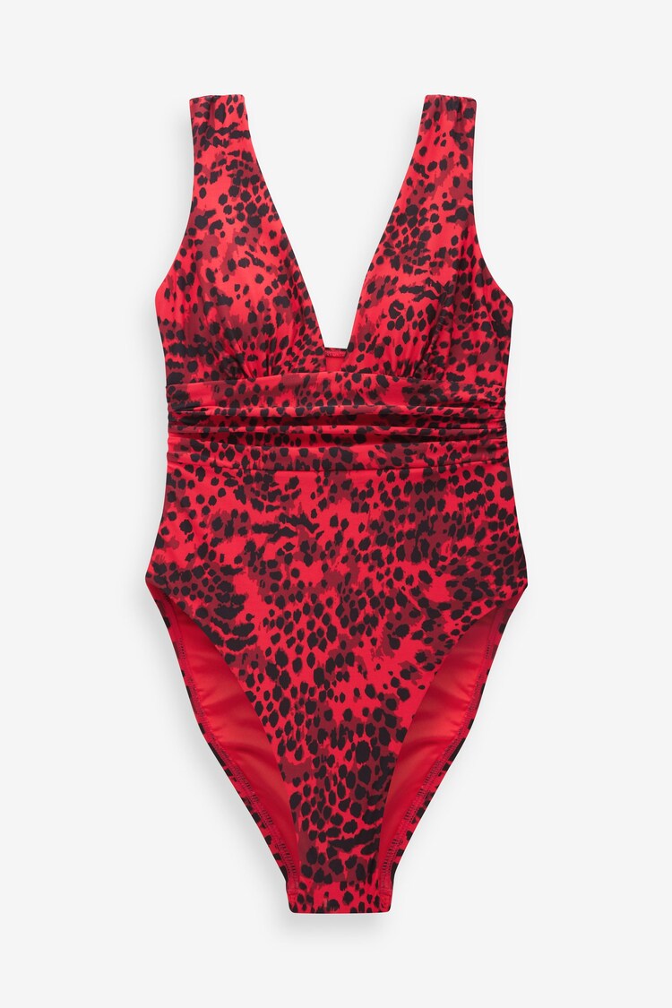 Buy Red Leopard Plunge Tummy Control Swimsuit from Next Singapore