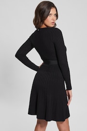 Guess Paige Ribbed Pleated Black Sweater Dress - Image 6 of 7