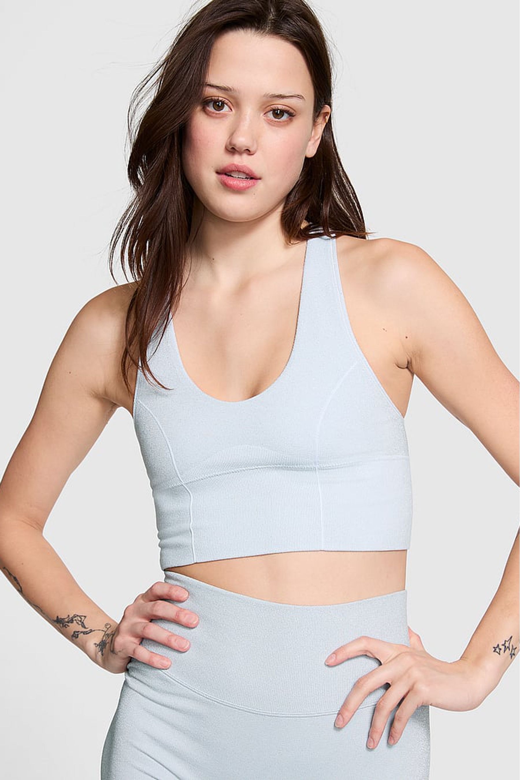 Buy Victoria s Secret PINK Hydrangea Blue Shine Sports Bra from the Next UK online shop