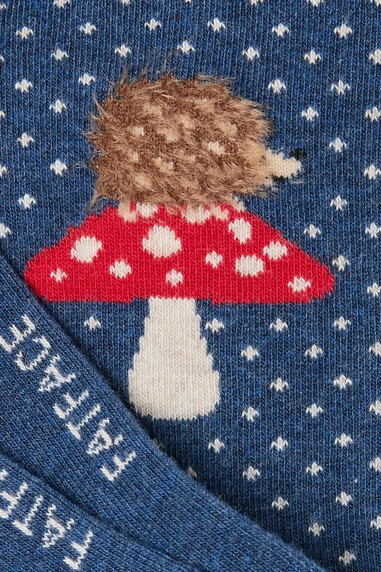 FatFace Blue Fluffy Hedgehog Women's Socks 1 Pack (size 4-7) - Image 2 of 2