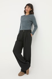 FatFace Black Ginger Wide Leg Drape Trousers - Image 1 of 6