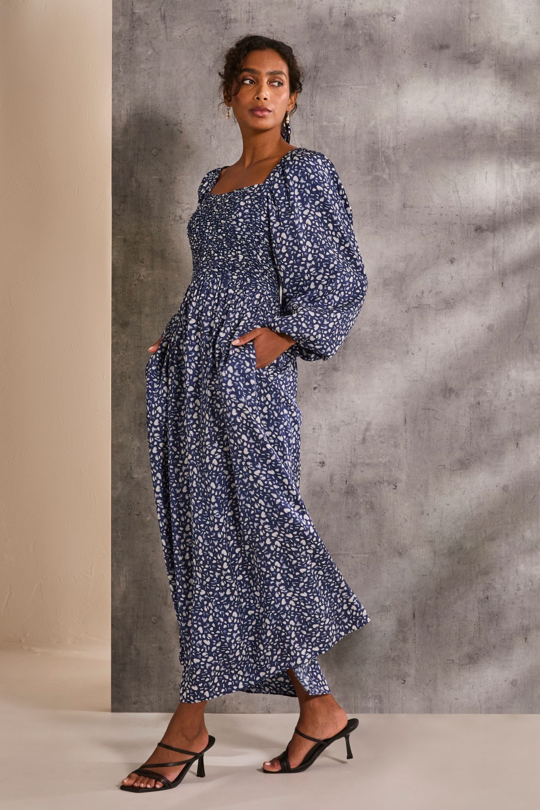 Buy FatFace Lola Blue Mark Maker Midi Dress from the Next UK online shop