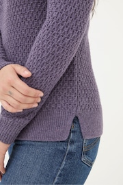 FatFace Ella Dark Purple Textured Jumper - Image 4 of 5