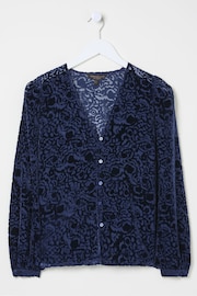 FatFace Joelle Blue Burnout Blouse - Image 6 of 6