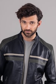 Lakeland Leather Bowcroft Contrast Stripe Leather Black Jacket - Image 2 of 7