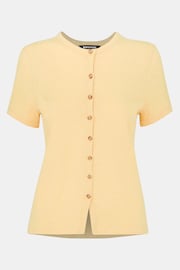 Whistles Yellow Isla Round Neck Button 100% Cotton T-Shirt - Image 5 of 5