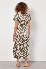 Apricot Green Texture Zebra Print Tie Dress - Image 3 of 5