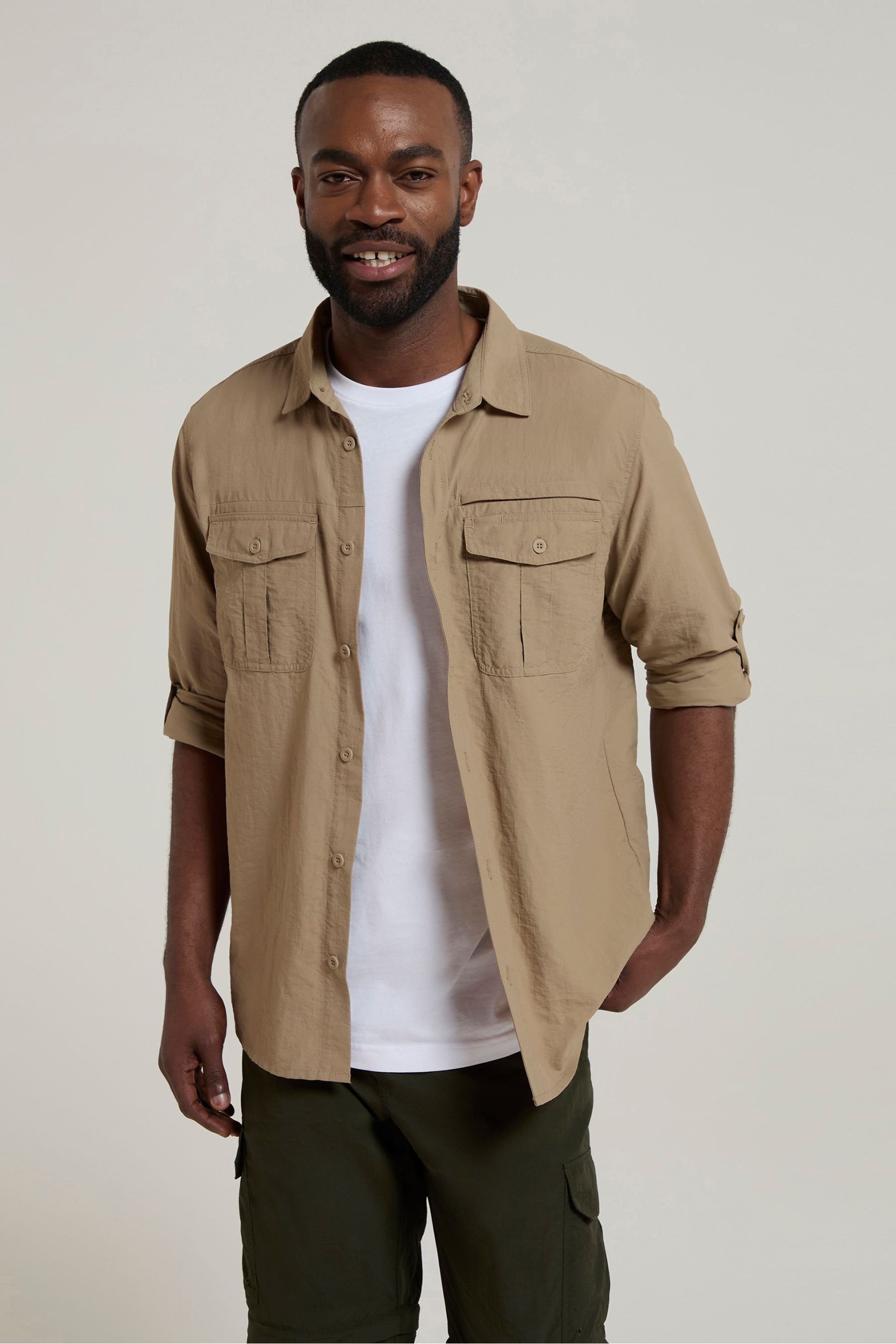 Mountain Warehouse Natural Mens Navigator II Anti Mosquito Shirt