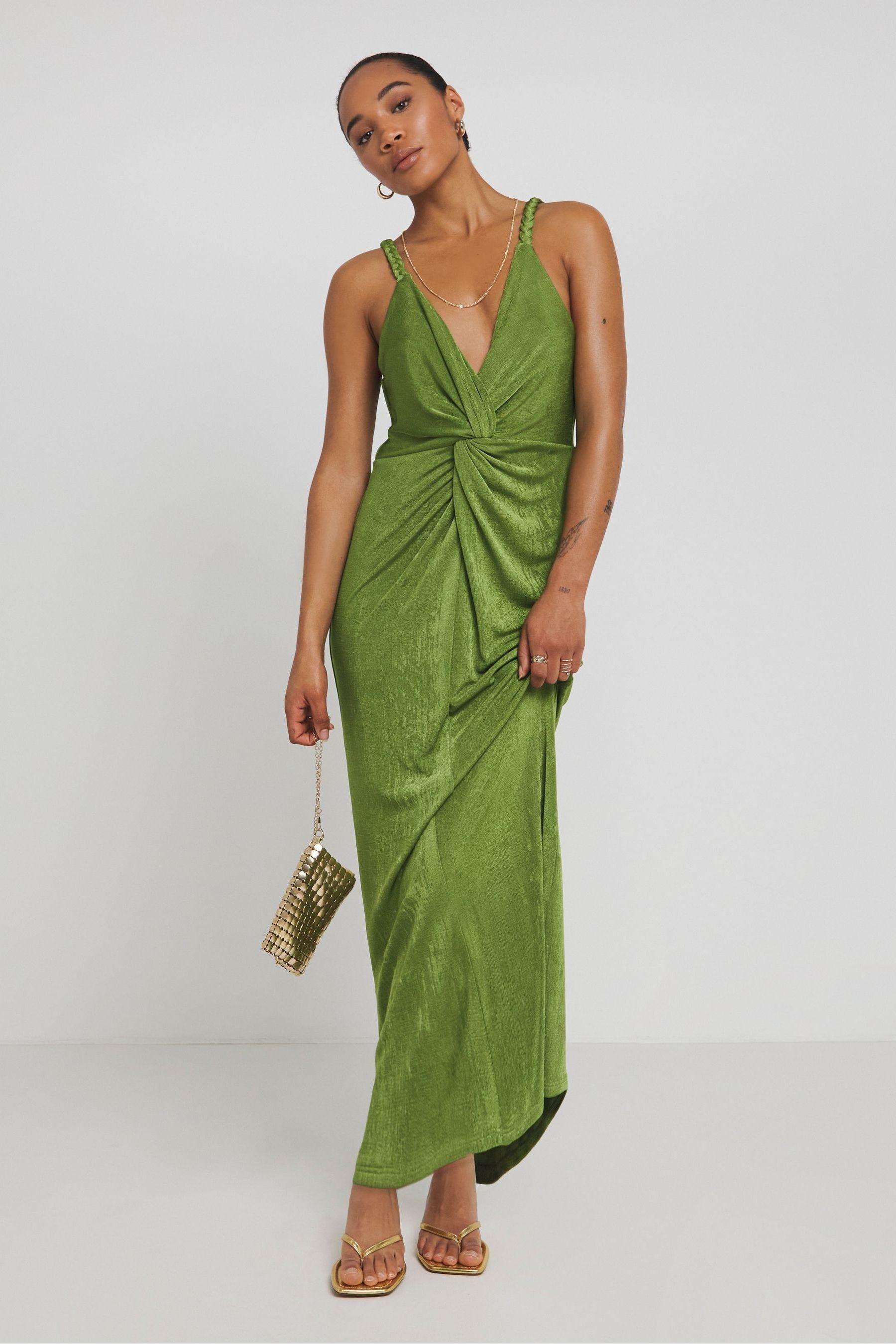 Buy Simply Be Green Slinky Knot Detail Dress from the Next UK online shop