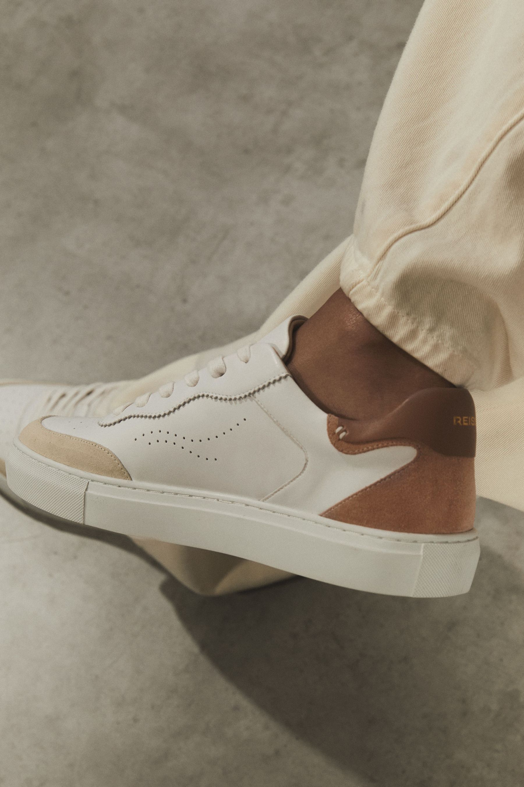 Buy Reiss White Nude Amanda Leather Contrast Detail Trainers from Next Canada