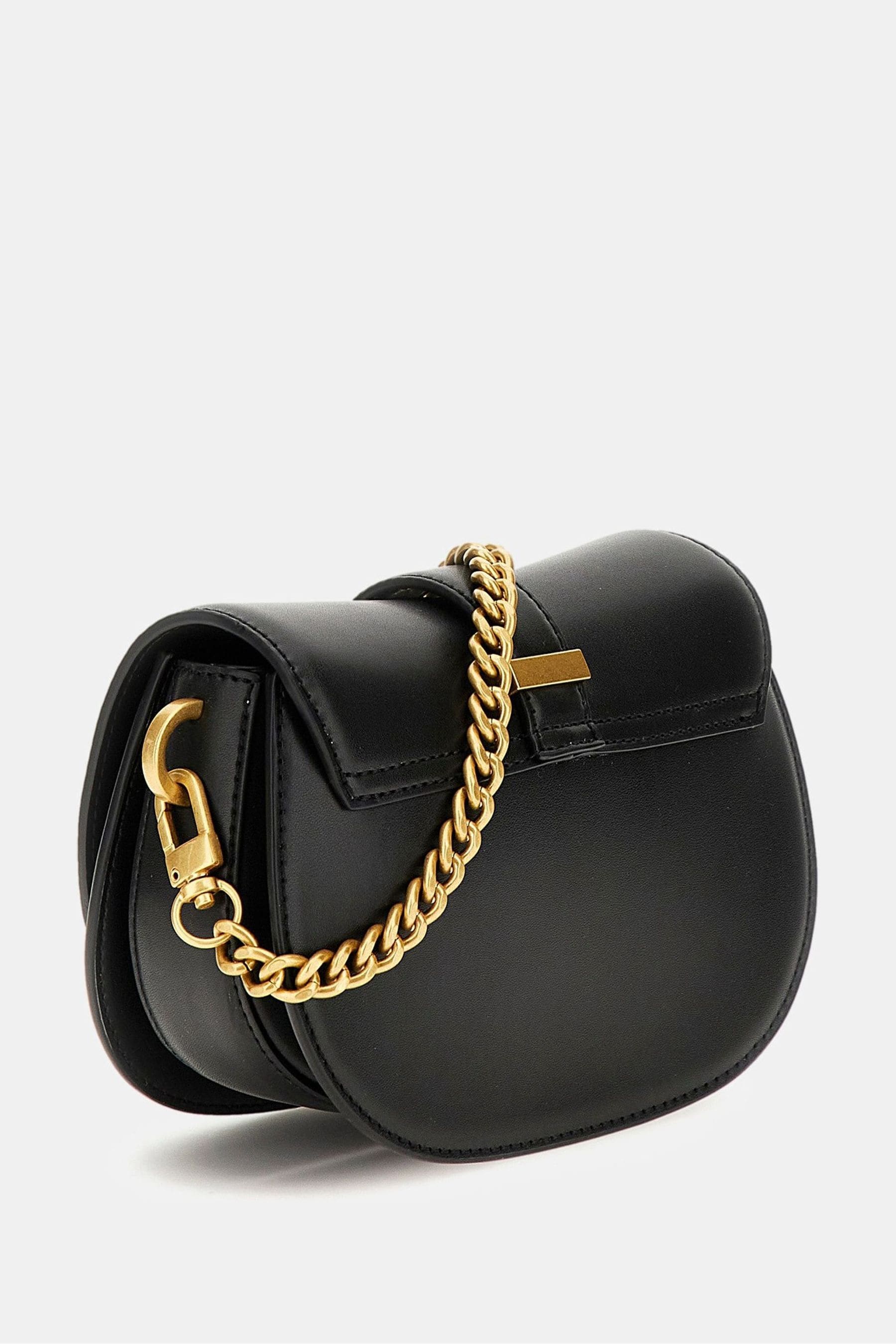Guess Kuba Flap Cross Body Saddle Bag one Black Womens