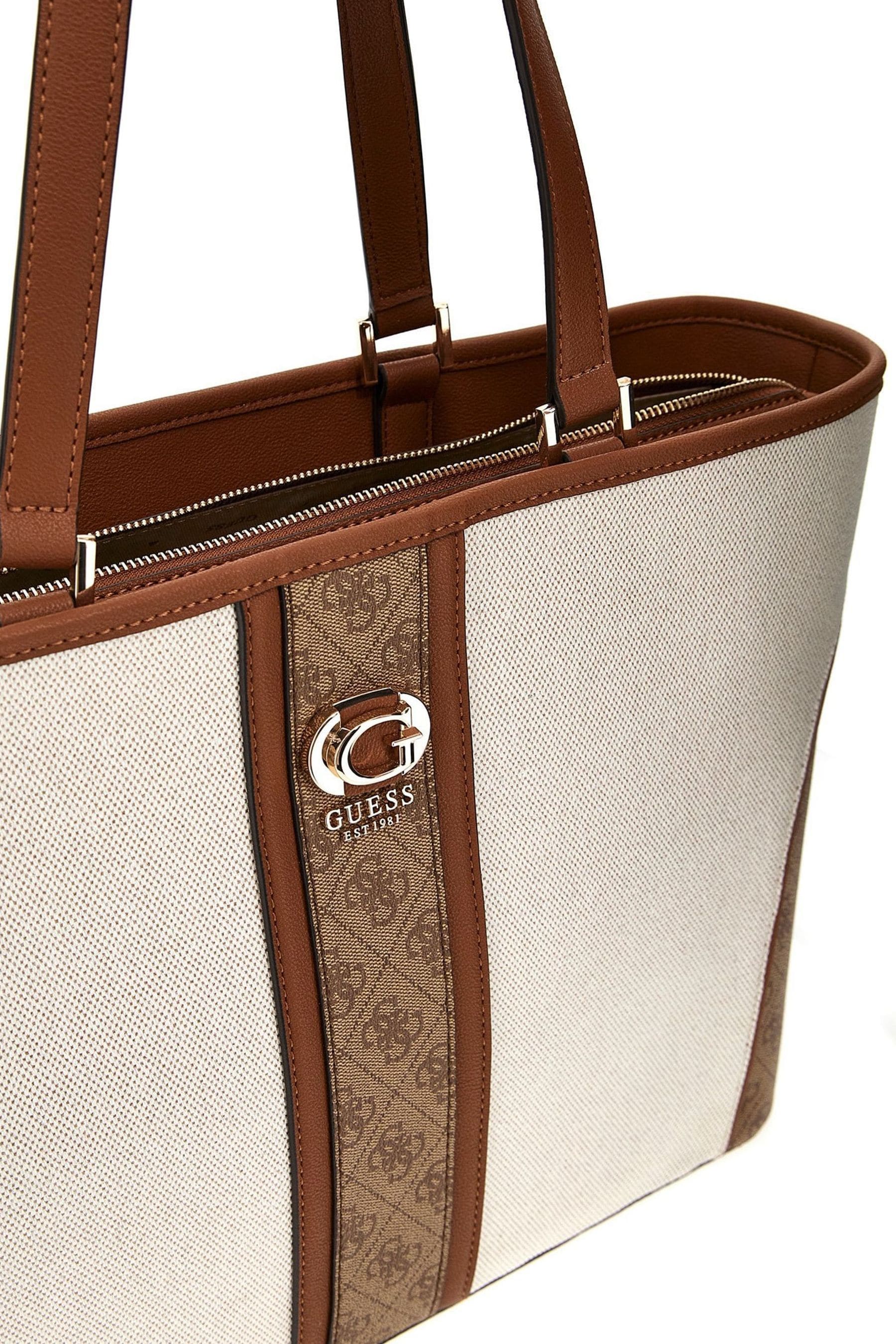 Buy Guess Cream And Tan Brown Logo Kerima Tote Bag from Next Malta