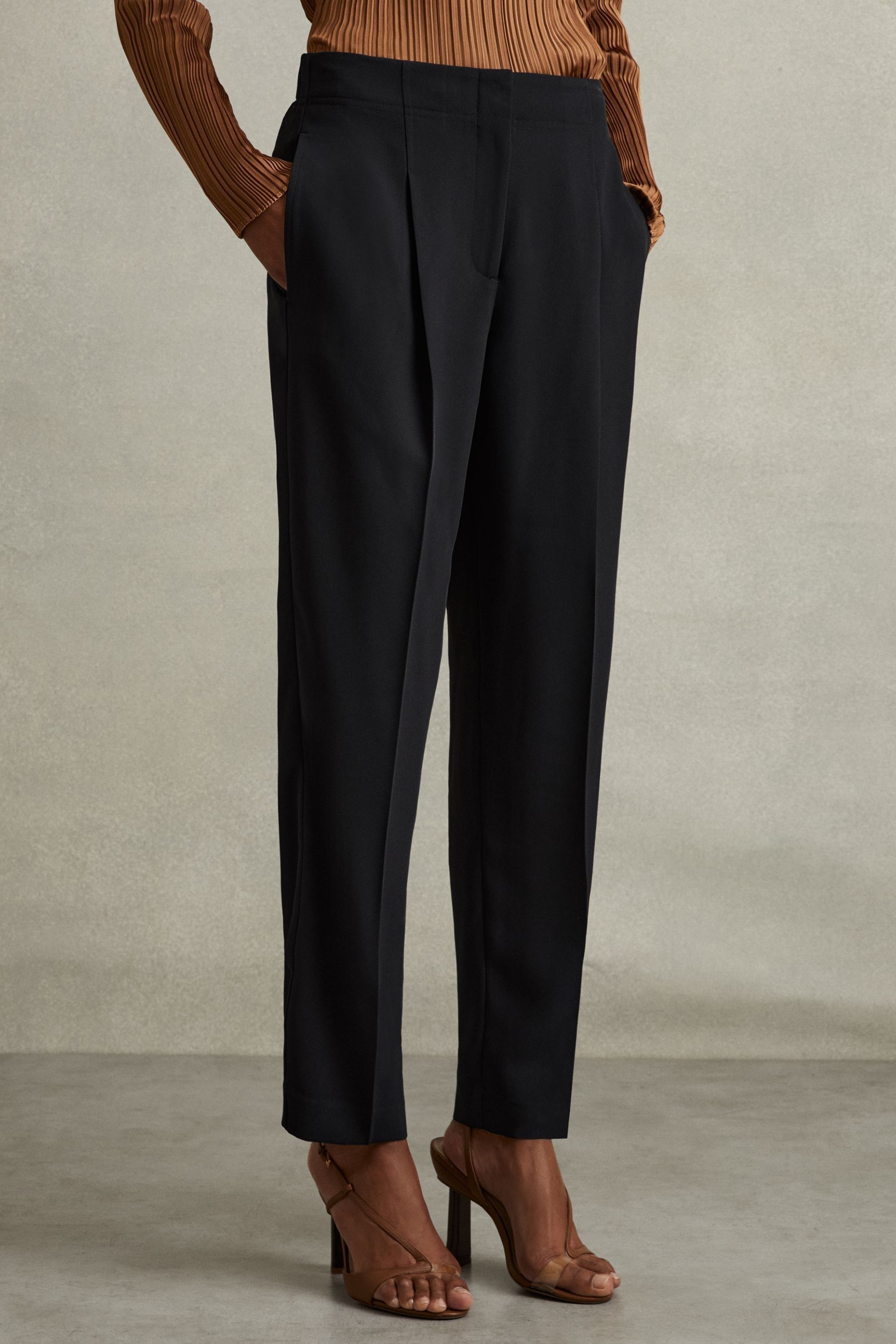 Buy Reiss Navy Dolly Petite Front Pleat Tapered Trousers from Next Luxembourg
