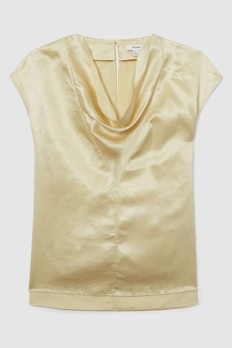 Reiss Cream Fina Satin Cowl Neck Top - Image 2 of 6