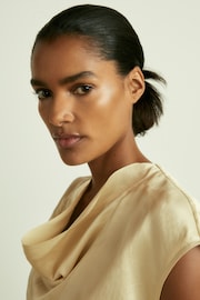 Reiss Cream Fina Satin Cowl Neck Top - Image 3 of 6