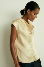 Reiss Cream Fina Satin Cowl Neck Top - Image 4 of 6