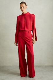 Reiss Red Cherry Removable Shoulder Pad Blouse - Image 3 of 6