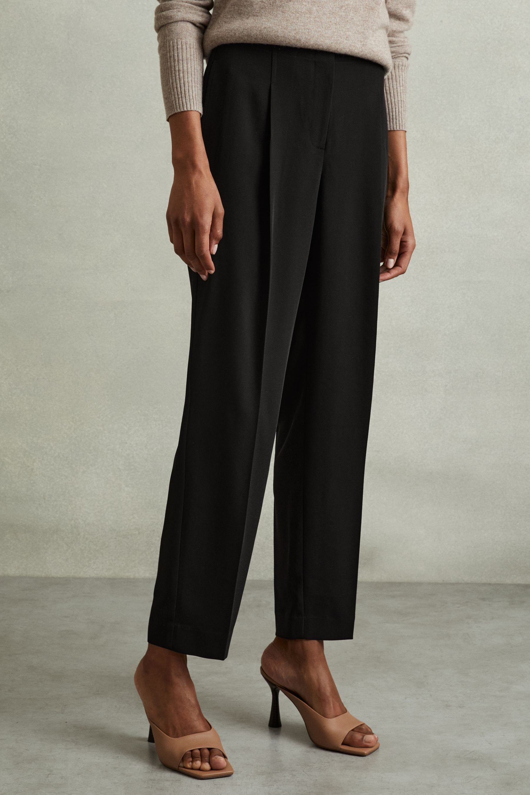 Buy Reiss Black Dolly Petite Front Pleat Tapered Trousers from Next Luxembourg