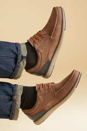 Pavers Brown Leather Casual Boat Shoes - Image 1 of 5