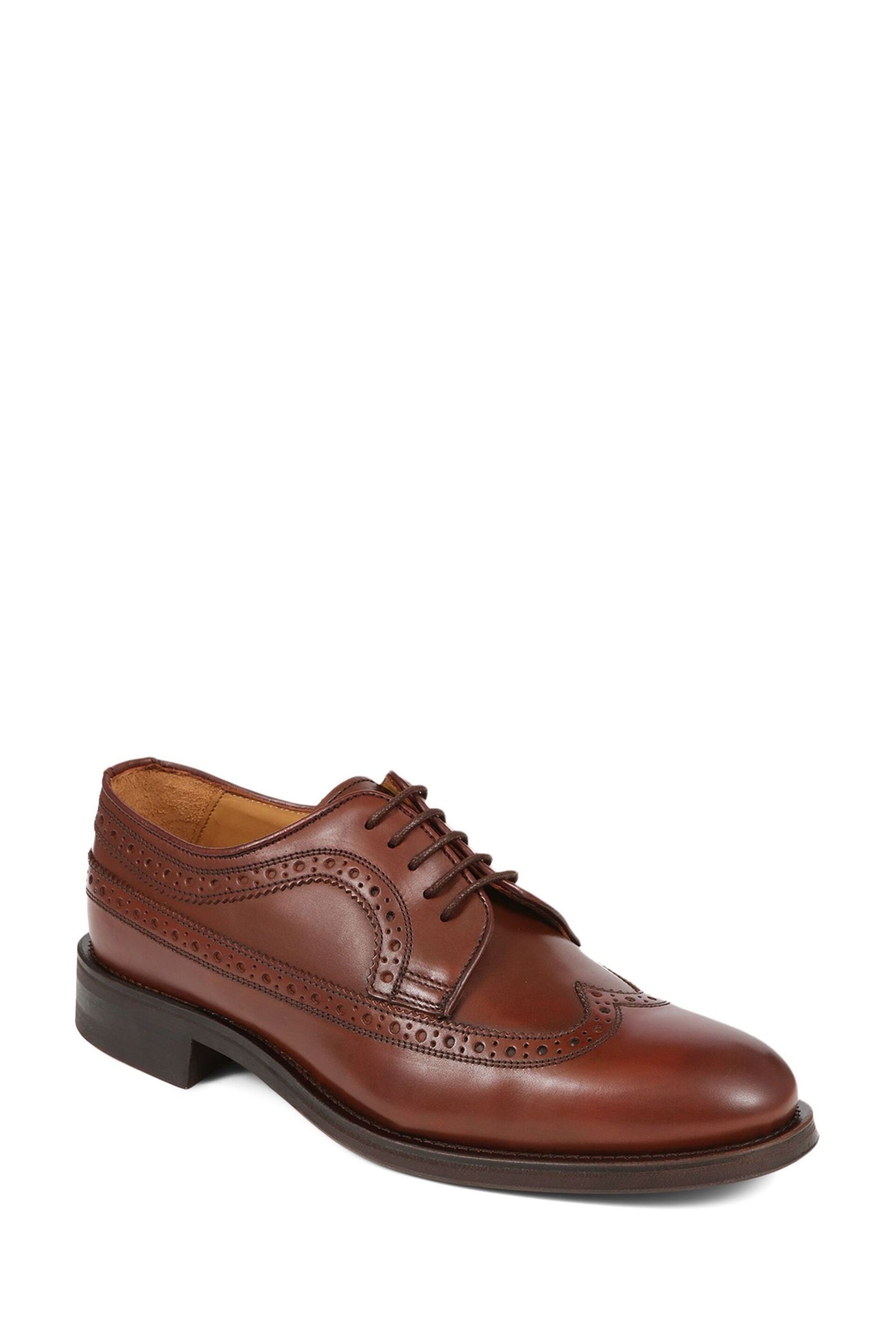 Jones Bootmaker Brogues Detailed Leather Brown Shoes - Image 2 of 5